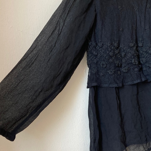 Funhouse NYC Black Lace Layered Sheer Blouse One Size - Picture 8 of 16